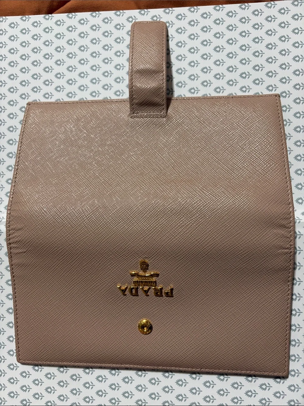Prada Saffiano Leather Wallet in Taupe Box and Dust Bag included